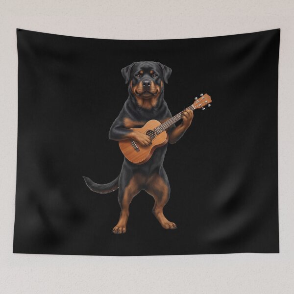 Item preview, Rottweiler Playing Ukulele Player Ukulelist Dog Lover designed and sold by DoodleTortle.