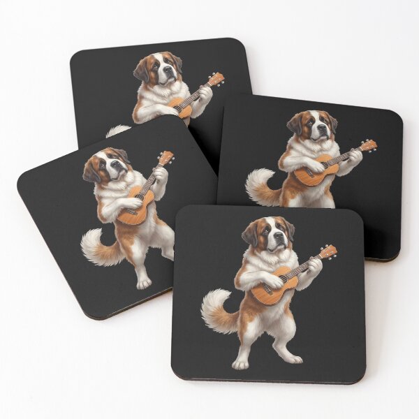 Item preview, Saint Bernard Playing Ukulele Player Ukulelist Dog Lover designed and sold by DoodleTortle.