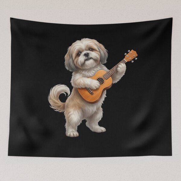 Item preview, Shih Tzu Playing Ukulele Player Ukulelist Dog Lover designed and sold by DoodleTortle.