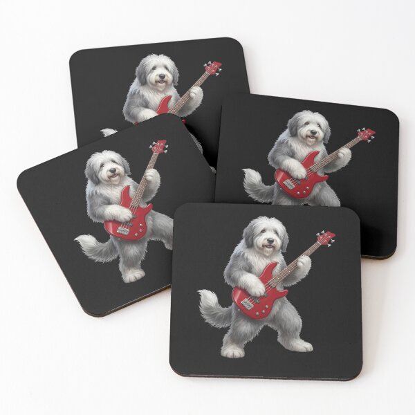 Item preview, Old English Sheepdog Playing Bass Guitar Player Guitarist Dog Lover designed and sold by TerryConnells.