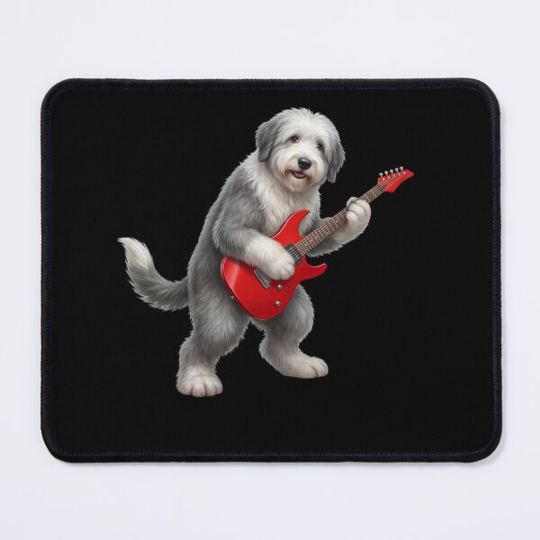 Item preview, Old English Sheepdog Playing Electric Guitar Player Guitarist Dog Lover designed and sold by TerryConnells.