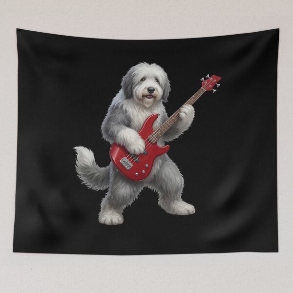 Item preview, Old English Sheepdog Playing Bass Guitar Player Guitarist Dog Lover designed and sold by TerryConnells.