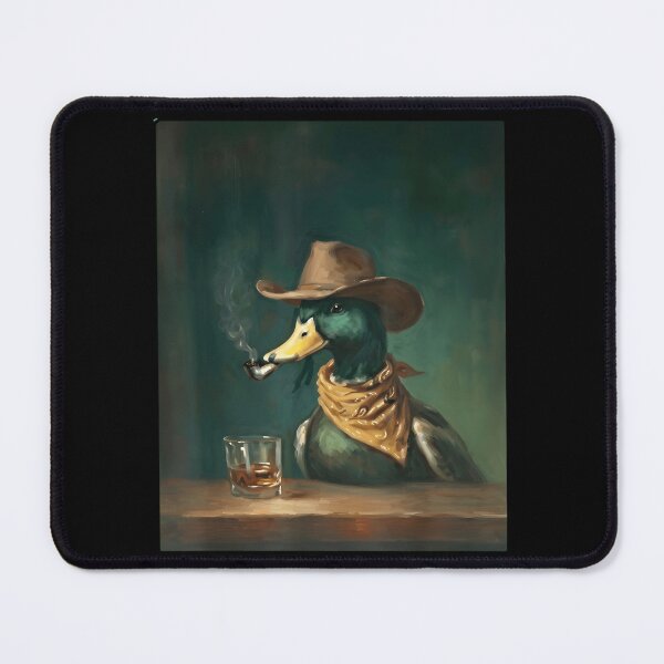 Item preview, Vintage Cowboy Mallard Duck - Western Duck at Bar Smoking Pipe Art designed and sold by haitrieuic96.