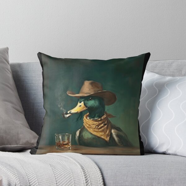 Item preview, Vintage Cowboy Mallard Duck - Western Duck at Bar Smoking Pipe Art designed and sold by haitrieuic96.
