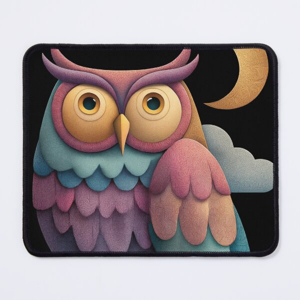 Item preview, Whimsical Owl with Moon and Clouds designed and sold by PetsArt.