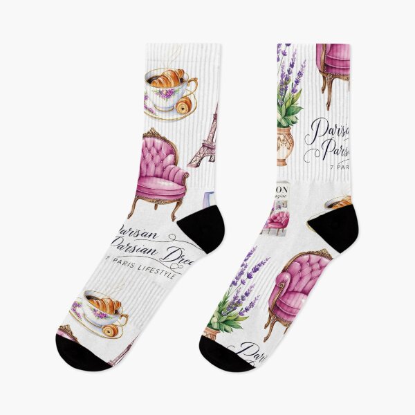 Item preview, Fashion magazine cover with Parisian elements including a croissant, Eiffel Tower, and lavender flowers designed and sold by SpaceartLilu.
