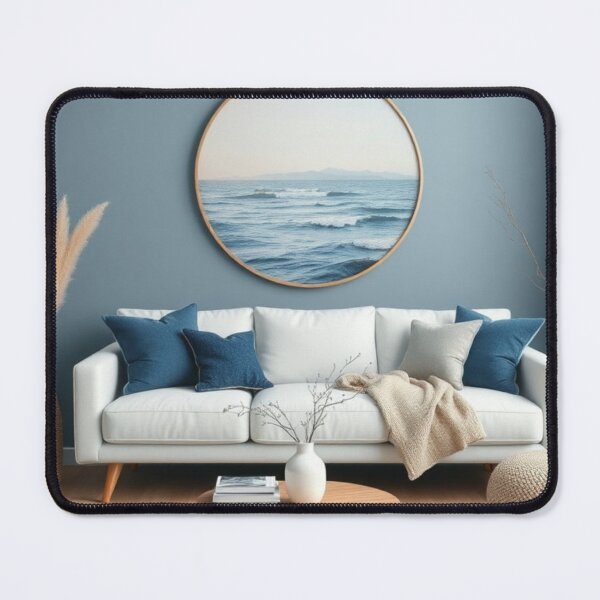 Item preview, Serene Coastal Living Room with Ocean Art designed and sold by Jade Ado.