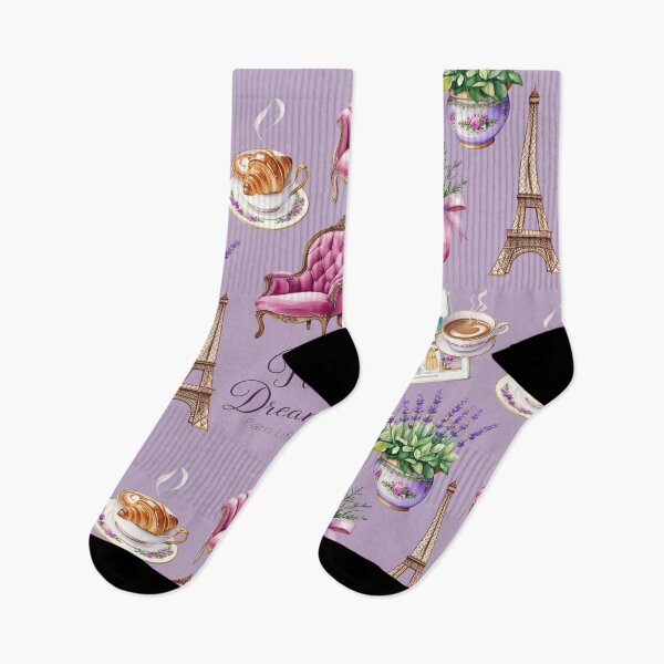 Item preview, Copy of Fashion magazine cover with Parisian elements including a croissant, Eiffel Tower, and lavender flowers designed and sold by SpaceartLilu.