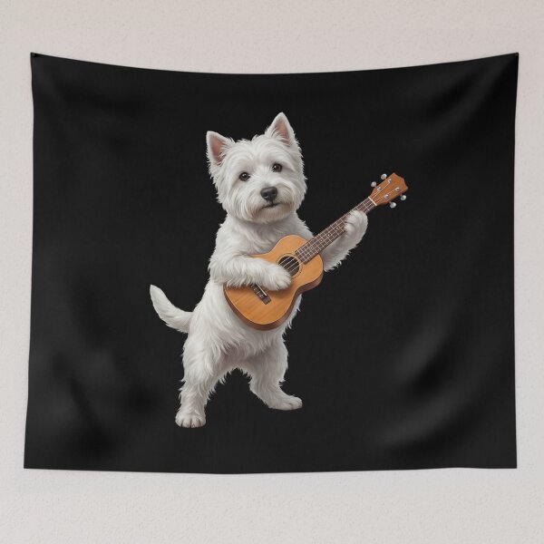 Item preview, West Highland White Terrier Playing Ukulele Player Ukulelist Dog Lover designed and sold by DoodleTortle.