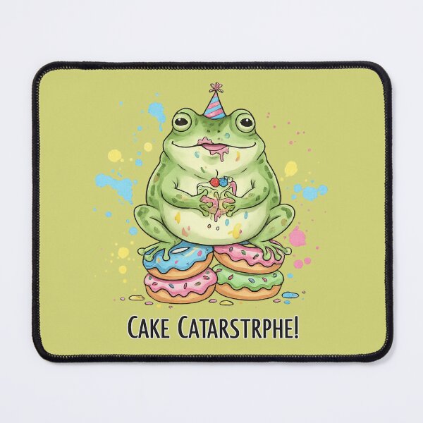 Item preview, Cake Catastrophe Frog – Funny Cake Lover Cartoon designed and sold by StickyDelights.