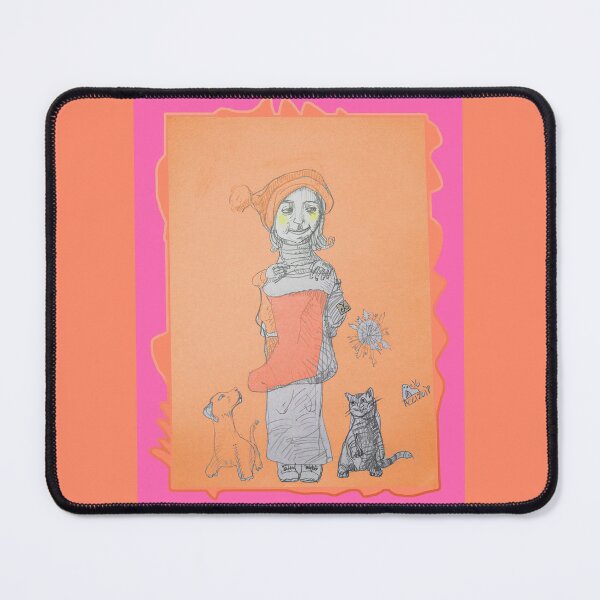 Item preview, Christmas Girl with Saint Nick Sock, Dog and Cat (Drawing by ACCI) designed and sold by VanyssaGraphics.