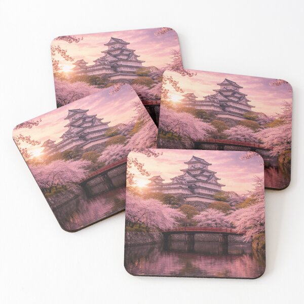 Item preview, Himeji Castle at Sunset – Sakura Framed Japanese Castle designed and sold by PopChaosStudio.