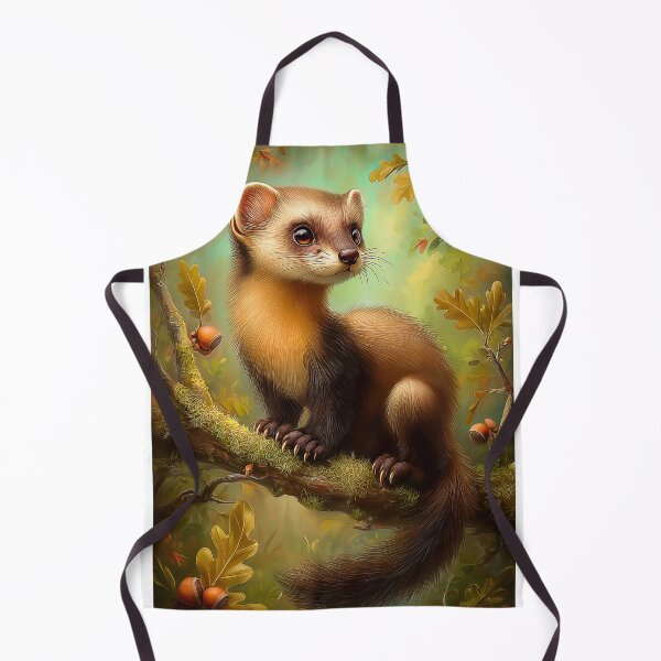 Item preview, Cute pine marten on a Mossy Branch designed and sold by PetsArt.