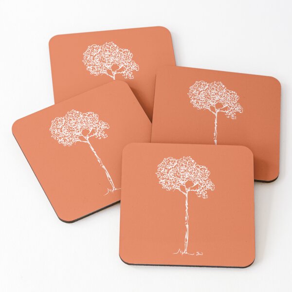 Item preview, Almond Tree Handdrawn Minimalist Botanical Ink Illustration Orange Coral designed and sold by SWSandraWechner.