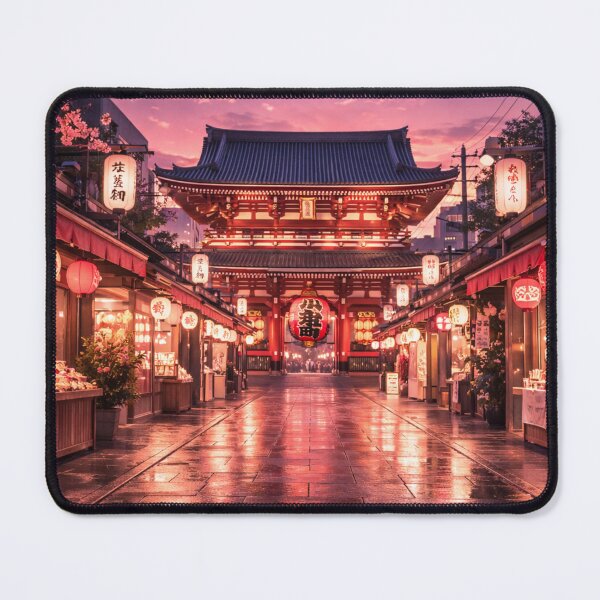 Item preview, Senso-ji Asakusa at Night – Lantern Lit Temple Street in Pastel Twilight designed and sold by PopChaosStudio.