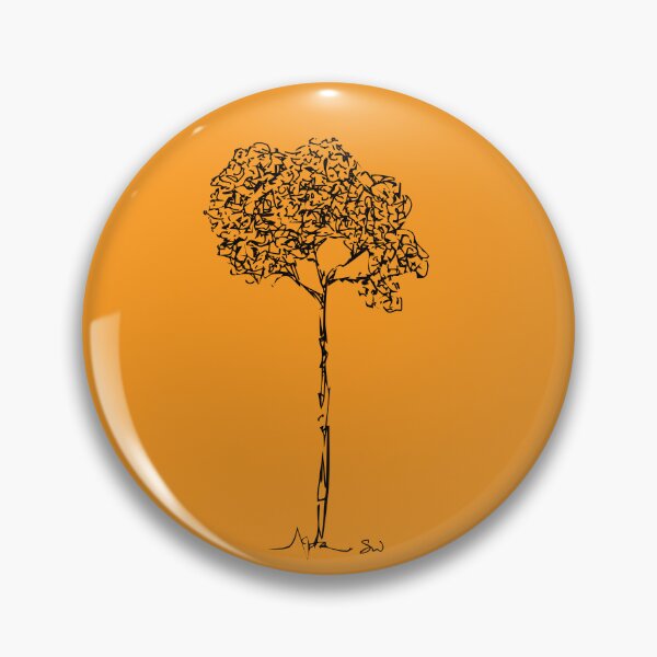 Item preview, Almond Tree Handdrawn Minimalist Botanical Ink Illustration Mustard Yellow designed and sold by SWSandraWechner.