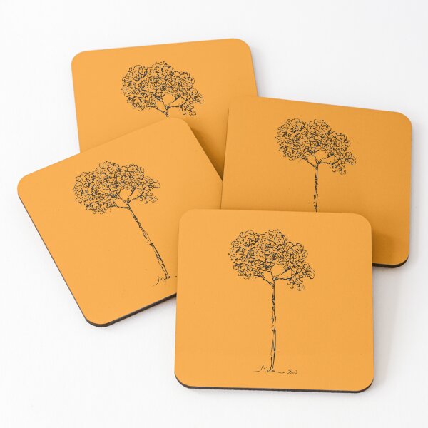 Item preview, Almond Tree Handdrawn Minimalist Botanical Ink Illustration Mustard Yellow designed and sold by SWSandraWechner.