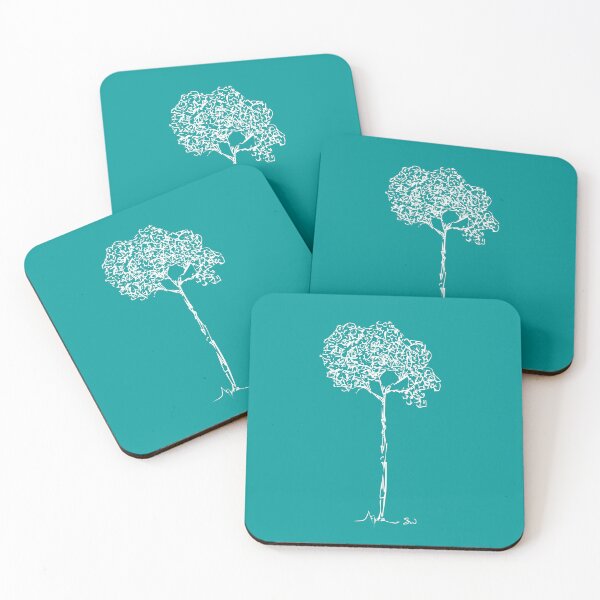 Item preview, Almond Tree Handdrawn Minimalist Botanical Ink Illustration Turquiose designed and sold by SWSandraWechner.