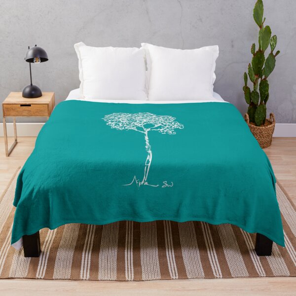 Item preview, Almond Tree Handdrawn Minimalist Botanical Ink Illustration Turquiose designed and sold by SWSandraWechner.