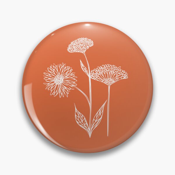 Item preview, Wildflowers Line Drawing Symmetric Minimalist aesthetic Natural Design Orange Coral designed and sold by SWSandraWechner.
