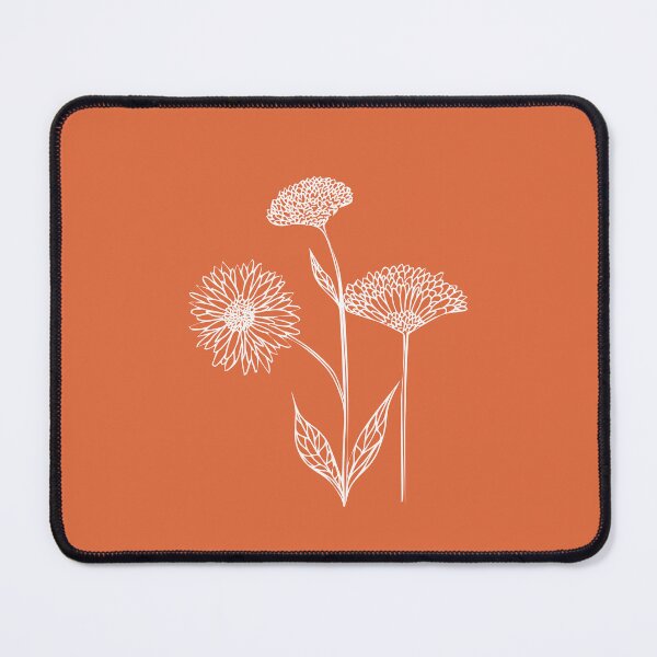 Item preview, Wildflowers Line Drawing Symmetric Minimalist aesthetic Natural Design Orange Coral designed and sold by SWSandraWechner.