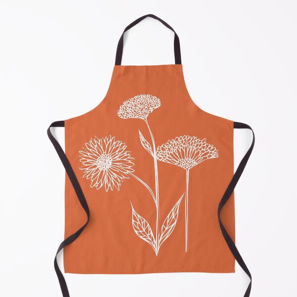 Item preview, Wildflowers Line Drawing Symmetric Minimalist aesthetic Natural Design Orange Coral designed and sold by SWSandraWechner.