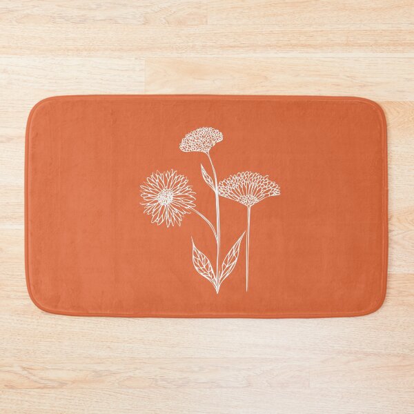 Item preview, Wildflowers Line Drawing Symmetric Minimalist aesthetic Natural Design Orange Coral designed and sold by SWSandraWechner.