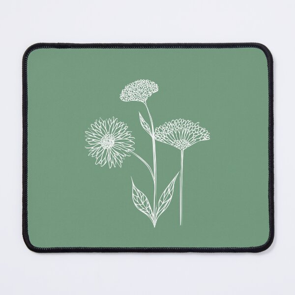 Item preview, Wildflowers Line Drawing Symmetric Minimalist aesthetic Natural Design Mint Green designed and sold by SWSandraWechner.