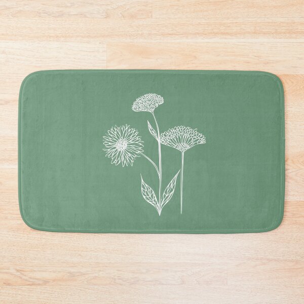 Item preview, Wildflowers Line Drawing Symmetric Minimalist aesthetic Natural Design Mint Green designed and sold by SWSandraWechner.