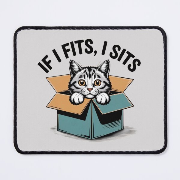 Item preview, If I Fits I Sits Funny Cat Sticker - Tabby Cat in Box Art designed and sold by RICHYON.