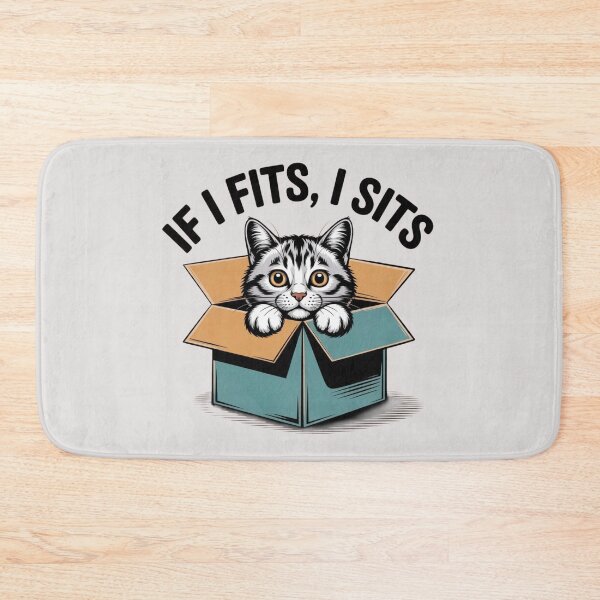 Item preview, If I Fits I Sits Funny Cat Sticker - Tabby Cat in Box Art designed and sold by RICHYON.