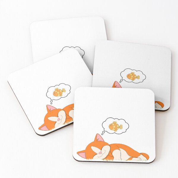 Item preview, Sleeping Cat Dreaming of Fish – Cute Cat Design designed and sold by SumeetCreativeArt.