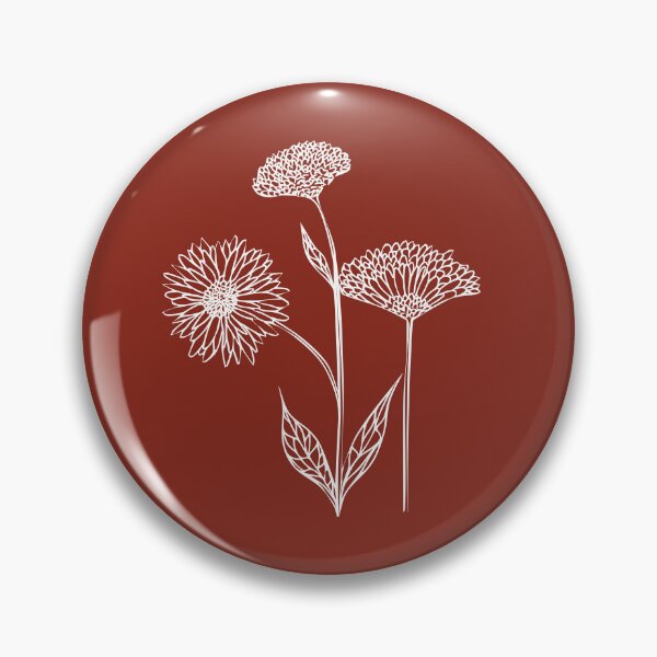 Item preview, Wildflowers Line Drawing Symmetric Minimalist aesthetic Natural Design Rust Red designed and sold by SWSandraWechner.