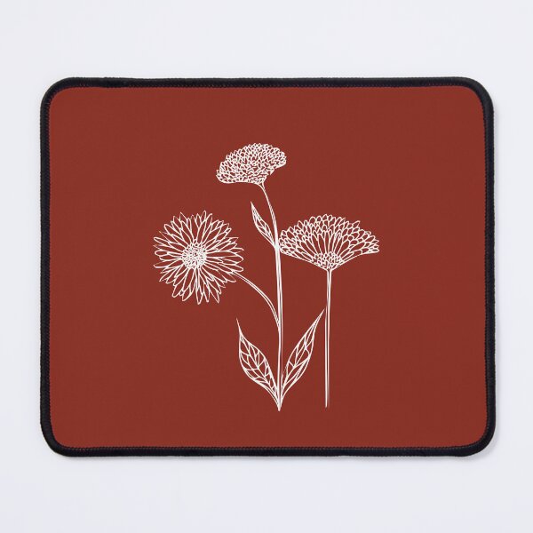 Item preview, Wildflowers Line Drawing Symmetric Minimalist aesthetic Natural Design Rust Red designed and sold by SWSandraWechner.