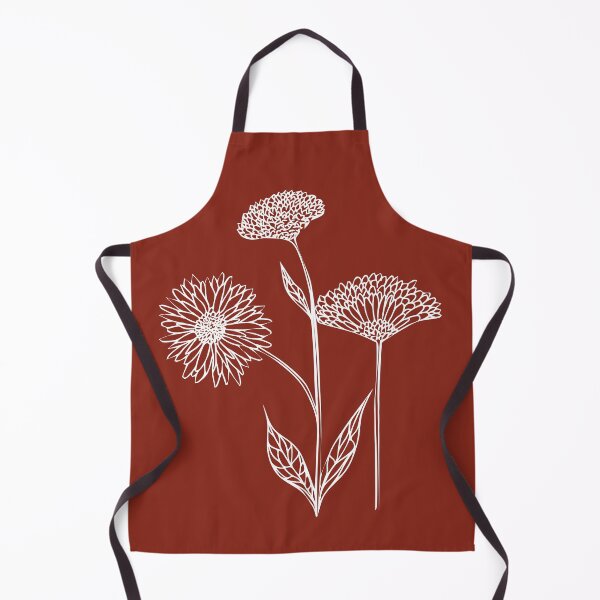 Item preview, Wildflowers Line Drawing Symmetric Minimalist aesthetic Natural Design Rust Red designed and sold by SWSandraWechner.