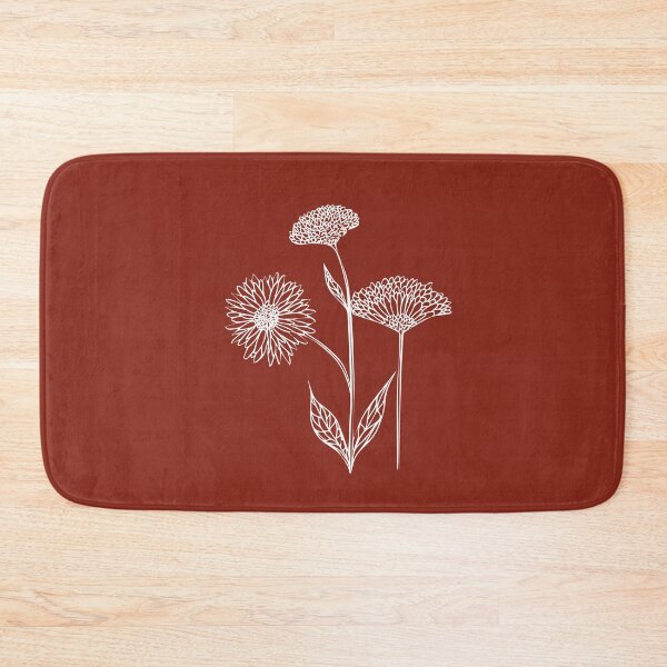 Item preview, Wildflowers Line Drawing Symmetric Minimalist aesthetic Natural Design Rust Red designed and sold by SWSandraWechner.