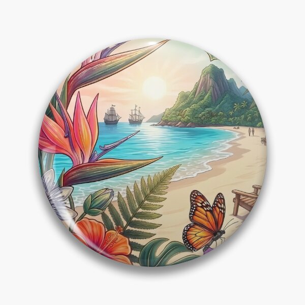 Item preview, Tropil Radiance: Golden Hour Beach Paradise with Exotic Flora designed and sold by ResonateUK.