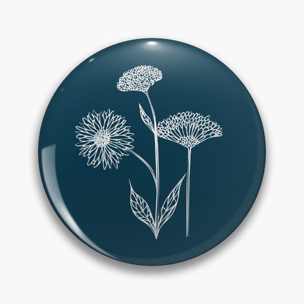 Item preview, Wildflowers Line Drawing Symmetric Minimalist aesthetic Natural Design Midnight Blue designed and sold by SWSandraWechner.