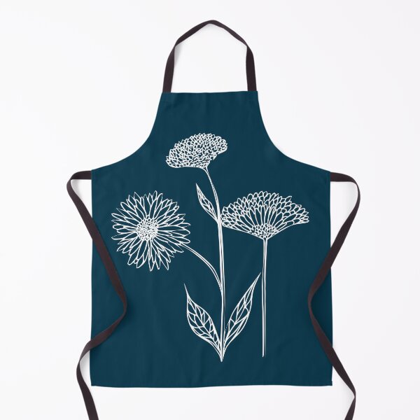 Item preview, Wildflowers Line Drawing Symmetric Minimalist aesthetic Natural Design Midnight Blue designed and sold by SWSandraWechner.
