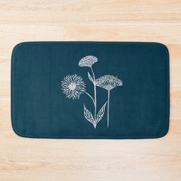 Item preview, Wildflowers Line Drawing Symmetric Minimalist aesthetic Natural Design Midnight Blue designed and sold by SWSandraWechner.