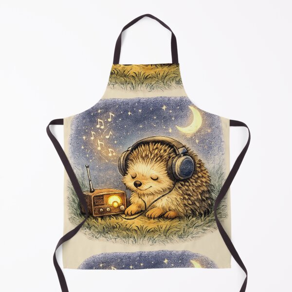 Item preview, Hedgehog Night Listening with Vintage Radio designed and sold by ChirpInc.