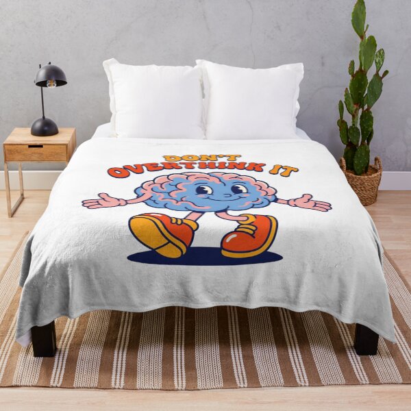 Item preview, Don't Overthink It – Funny Brain Cartoon Motivation Retro Design designed and sold by quietvisualsco.