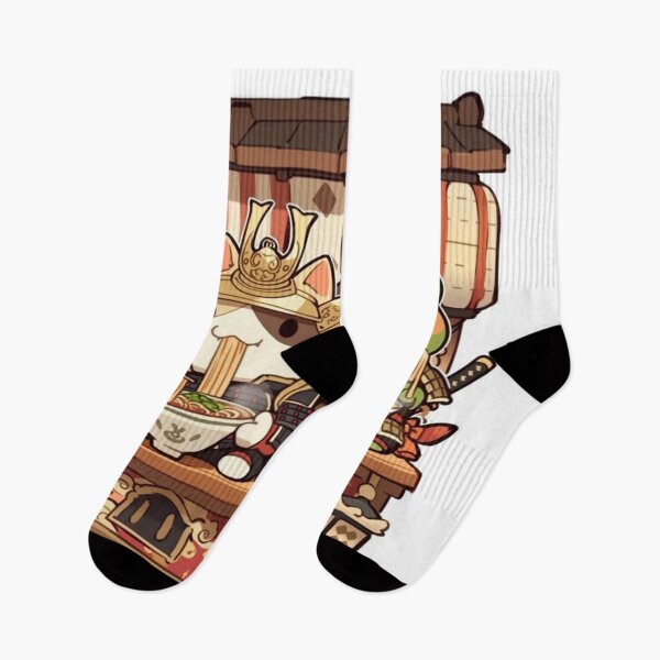 Item preview, Samurai Cat and Frog Eating Ramen Together - Japanese Noodle Duo Art designed and sold by De Aqui y de Alla Studio.