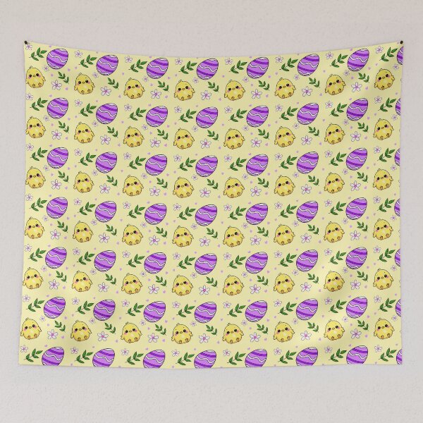 Item preview, Cute Easter Chick Pattern | Kawaii Baby Chick, Purple Easter Eggs & Spring Flowers | Pastel Easter Aesthetic designed and sold by Courts-Cooks.