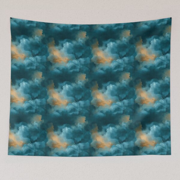 Item preview, Deep Teal and Amber Painterly Abstract Seamless Pattern designed and sold by Moisky Patterns.