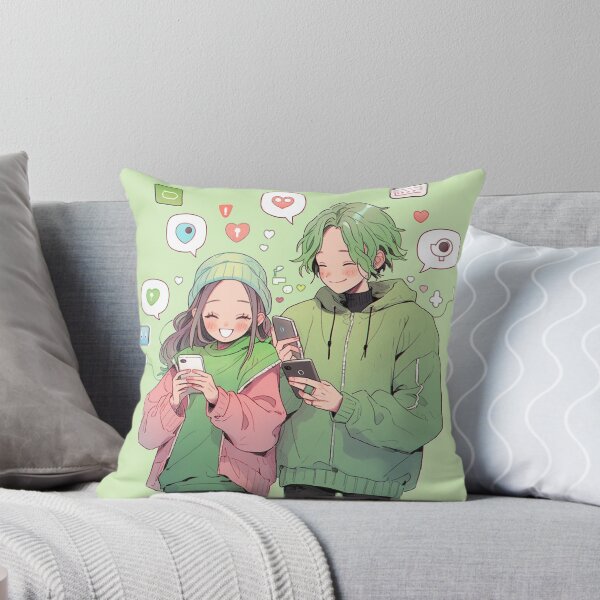 Item preview, Cute anime couple on their phones designed and sold by madkiitten.