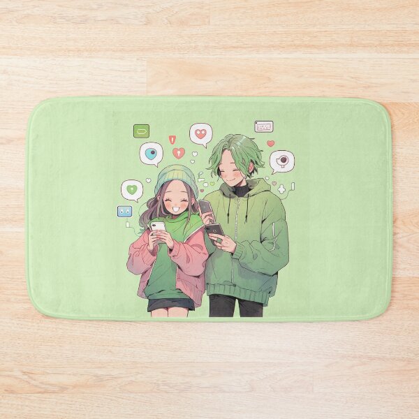 Item preview, Cute anime couple on their phones designed and sold by madkiitten.