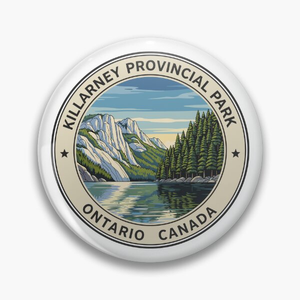 Item preview, Killarney Ontario - Killarney Provincial Park Retro Nature Badge designed and sold by JessArty ⭐⭐⭐⭐⭐.