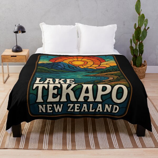 Item preview, Lake Tekapo New Zealand Landscape Stained Glass designed and sold by TomFrontierArt.