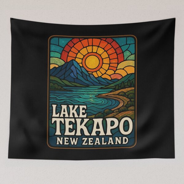 Item preview, Lake Tekapo New Zealand Landscape Stained Glass designed and sold by TomFrontierArt.
